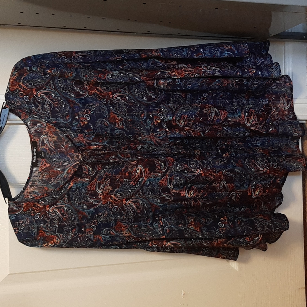 Paisley Blue Flowing Blouse, Women's Size Large